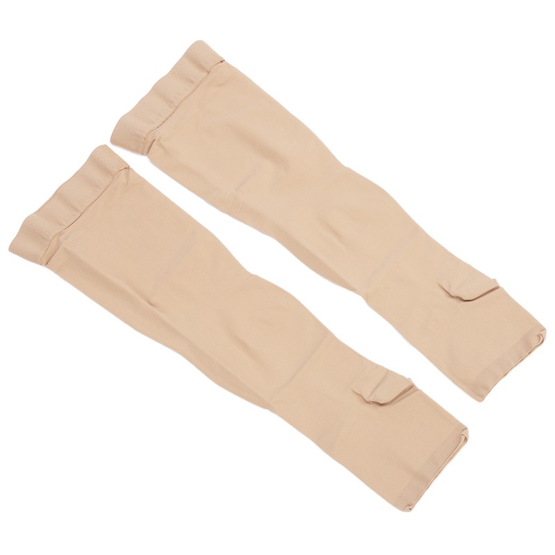 3XL Beige Open Toe Compression Stockings Thigh High 23‑32mmHg Toeless