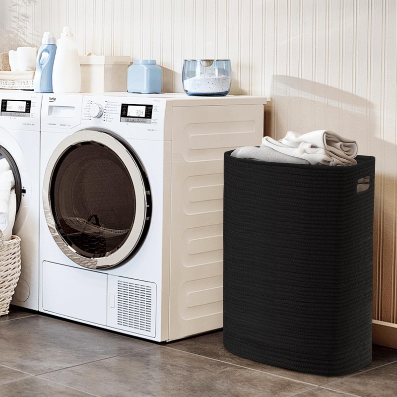 MEGASKET Large Laundry Hamper 16"x13"x22" - Tall Woven Laundry Basket,
