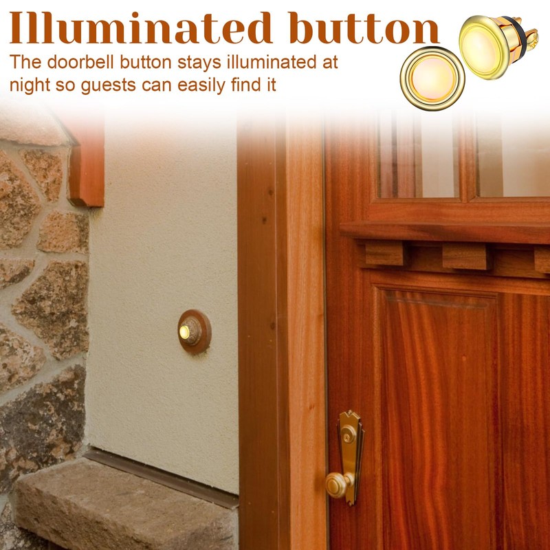 2 Pack Lighted Doorbell Button Replacement, Push Door Bell Ringer
