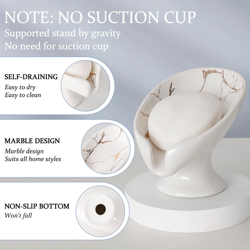 Soap Dish, Soap Holder Self Draining Leaf Shape Soap Dishes,