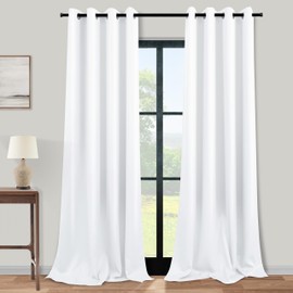 KOUFALL Extra Long White Curtains 120 Inches Long for Living Room,Window Treatments Coverings Drapes Room Darkening 80% Blackout Draperies,52 by 120 Inch Length