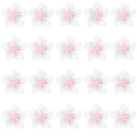 Wecoe 20 Pcs Small White Lily Hair Clips with Pink Flower Core - Cute Tiny Mini Decorative Accessories for Women