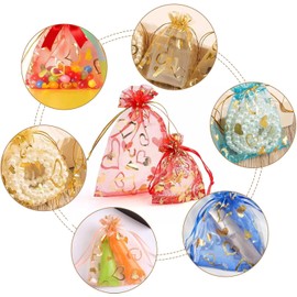 100 Piezas Bolsas de Organza,10×15cm Bolsitas de Organza con Colores Aleatorios,Bolsas Transparentes para Dulces,Bolsas de Tela para Recuerdos,Ideales para Envolver Joyas,Regalos y Decoración de Fiestas
