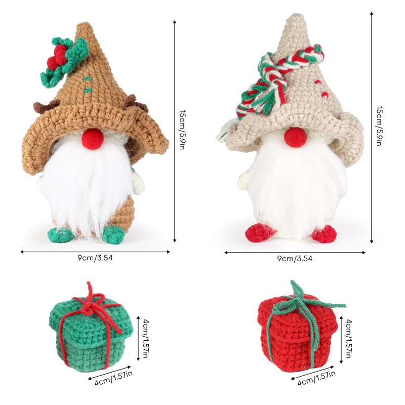 WowWoke Knitted Christmas Gnome, 4-Piece Christmas Decoration Gnome Set, Handmade