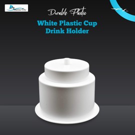 MARINE CITY White Plastic Cup Drink Holder with Center Drain Hole for Boats – Marines – Ships – Kayaks – Yachts – RVs (Pack of 4)