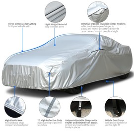 Tecoom Sport Car Cover Waterproof UV-Proof Windproof for All Weather Indoor Outdoor Mirror Pockets Fit 183-193 Inches Length Coupe/Convertible/Sport Car Fit for Ford Mustang, Chevy Camaro etc.