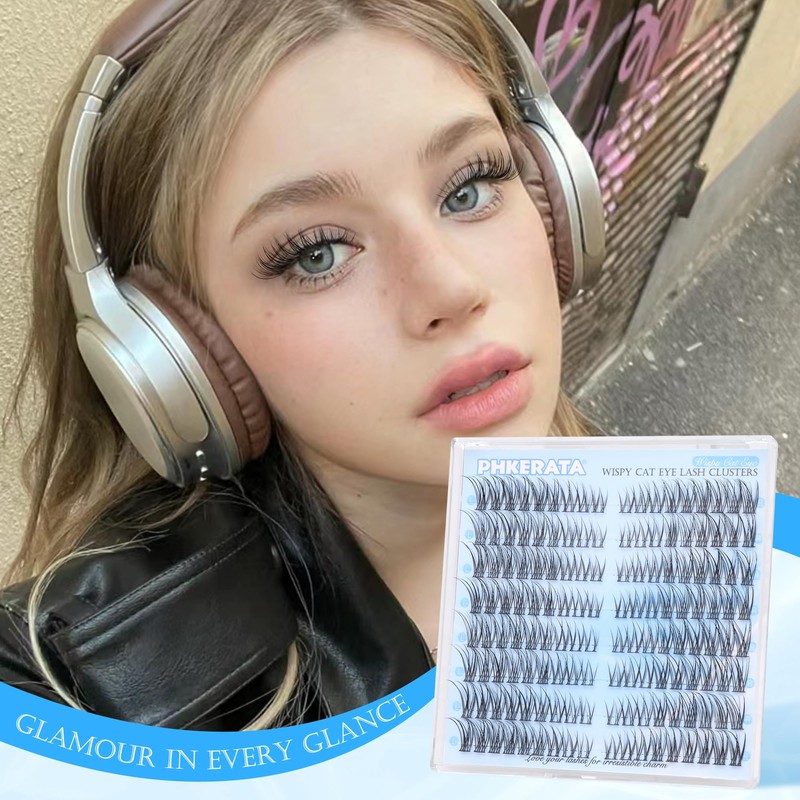 PHKERATA Wispy Lash Clusters Natural Eyelash Clusters 7-15 mm C