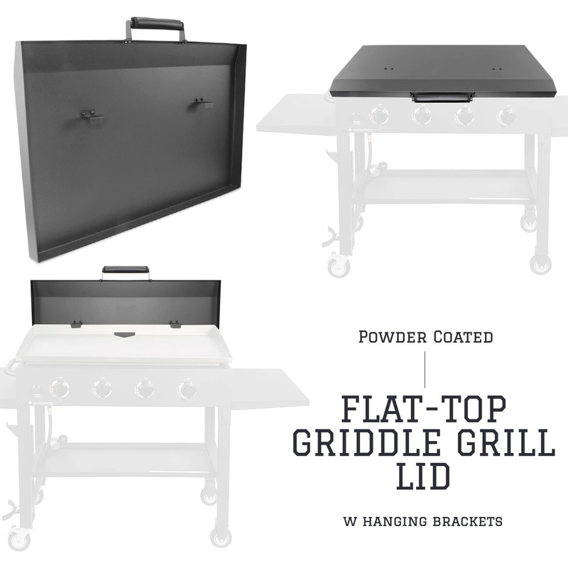 Griddle Cover Lid - Powder Coated Black Aluminum Lid Storage