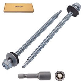 SKIR'CO (Pack of 60) Galvanised Roofing Screws 4.8 x 90mm Self Drilling Screws with EPDM Sealing Washers Sheet Metal Hex Bolt