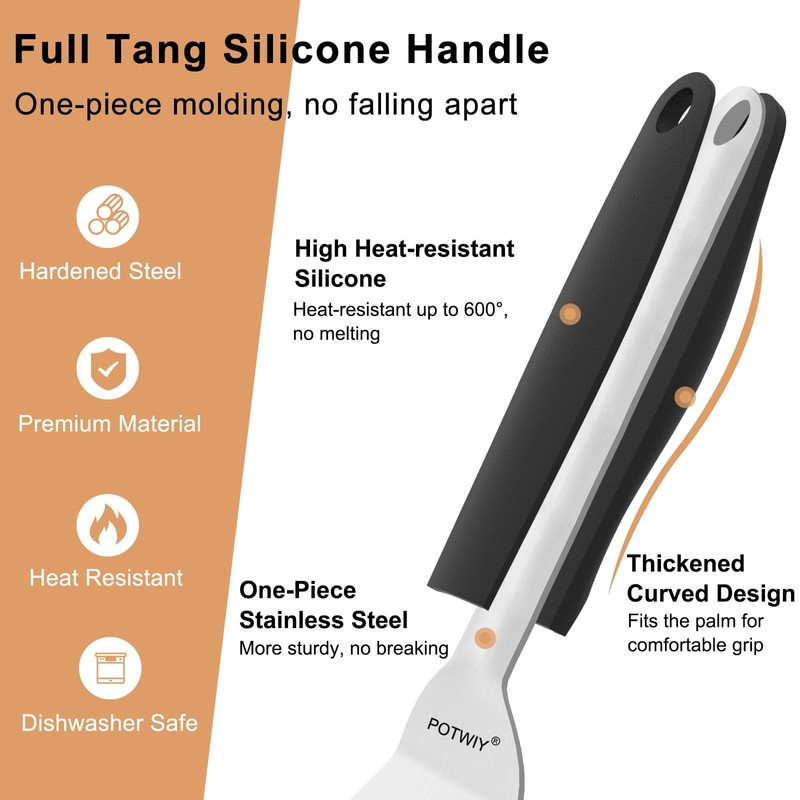 POTWIY Stainless Steel Spatula Set, 13.3" Large & 11.3" Small