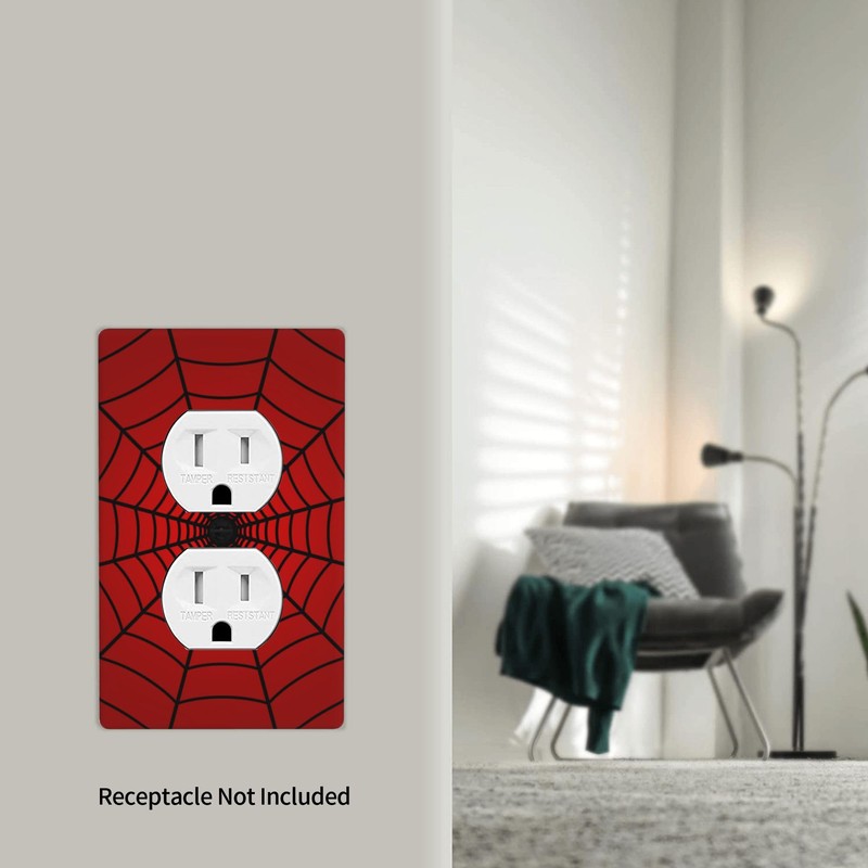 Duplex Receptacle Outlet Covers,Red Black Spider Web 1-Gang Single Duplex
