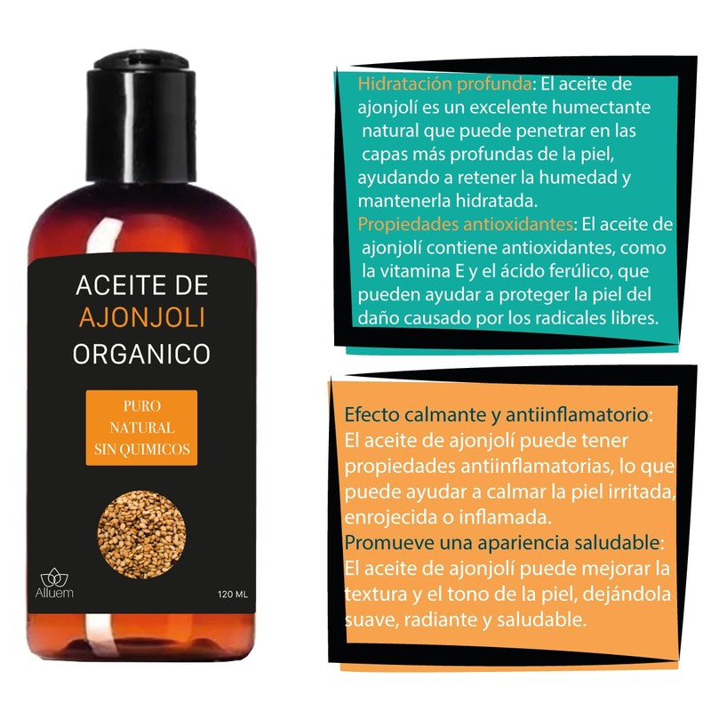 Alluem Aceite De Ajonjoli 100% Puro Orgámico Masajes