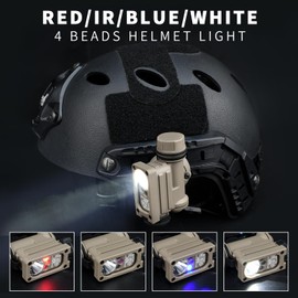 NOBUHIRO Tactical Helmet Light with 4 Accessories, Strobe/Constant Red/Blue/White/IR Lights Optional 8 Modes, Survival Signal Identification Lamp for Outdoor Sports