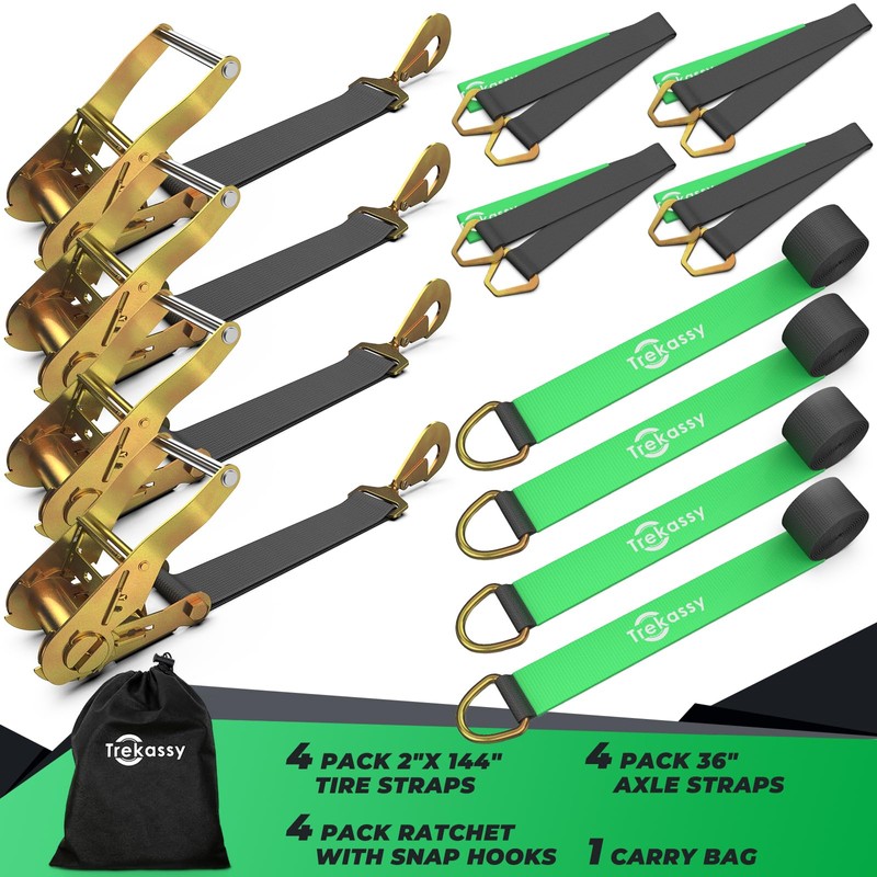 Trekassy 2”x 144” Car Tie Down Straps for Trailers Heavy