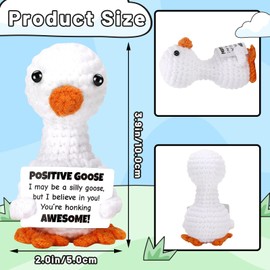 JULEASEL - Mini ganso positivo de ganchillo con soporte emocional de animales de ganchillo con tarjeta positiva para compañeros de trabajo, mejor amigo, aliento, regalos divertidos para mujeres y