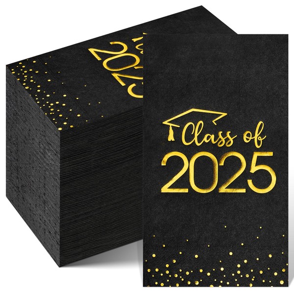 100pcs Class of 2025 Graduation Napkins, Disposable Congrats Grad Cocktail
