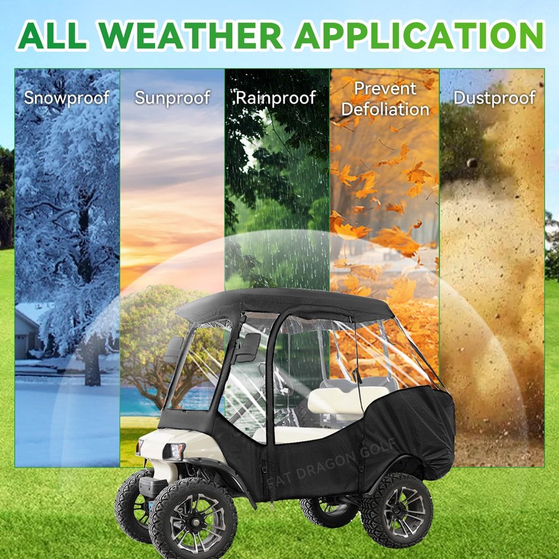 Panglong Club Car DS Enclosure, Multifunctional Polyester Golf Cart Cover-Waterproof