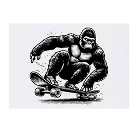 Azeeda 'Gorilla auf einem Skateboard' Temporäres Tattoo - Hautfreundlicher & Ungiftiger Abziehbild · Wasserfest (TO00070601)