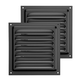 2 Packs - 6" x 6" Inch - Black -Stainless Steel Metal Vent Cover - Square Soffit Air Vent Louver - Grille Cover - Built-in Insect Screen - HVAC Vents for Bathroom, Home Office (6" x 6" -Black)