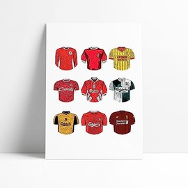 Liverpool FC Print - Classic Football Kits (A4 Print)