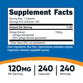 Nutricost Ginkgo Biloba 120mg, 240 Capsules - Extra Strength Ginkgo Biloba Extract - Gluten Free & Non-GMO