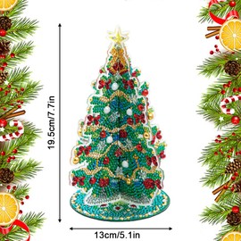 Christmas Tree Table Top Diamond DIY Painting Kits Christmas Diamond 5D Painting Art Kit for Adults Kids 3D Xmas Tree Diamond Art Christmas Decorations Ornaments Tabletop Desktop Home Decor Craft Gift