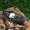 EENSYWEENSY Gothic Skull Cuff Bracelet, Stainless Steel Skeleton Hands Bangle