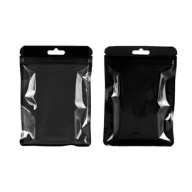 QQ Studio Pack of 100 Clear Window and Poly Plastic Color Flat Resealable Zipper Self Sealing for Small Accessories Storage Baggies (Black, 6.30 inch x 9.45 inch)