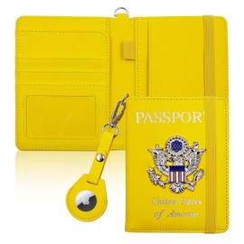 Cnycmy Passport Holder and Vaccine Card Holder,Passport-Wallet-Holder for Women, RFID Passport Holder with Vaccine Card Slot Waterproof, PU Leather Travel Passport Case (yellow1)