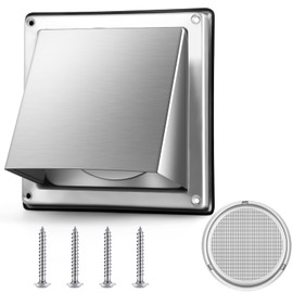 Gisafai 6" Dryer Vent Cover Outdoor with Stainless Steel Screen Guard Wall Dryer Exhaust Vent Cover External Dryer Vent Cap Dryer Vent Hood Cushioned Non Return Flap with Sealing Gasket Grille