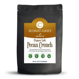 Dr. Cowan’s Garden Flavored Sprouted Pecans: Pepper Salt Pecan Crunch - Sprouted Nuts with Pepper Salt, Coconut Aminos, & Organic Pecans, Halves & Pieces, Grown in the USA - 8oz