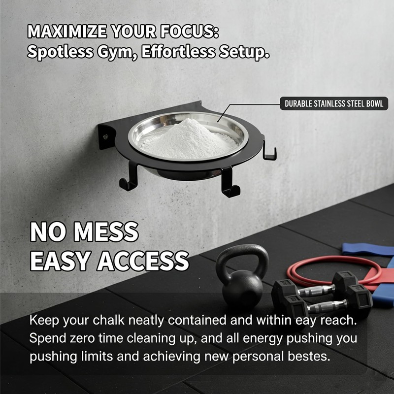 WHLZYEVA Gym Chalk Bowl Set with Stand, Weightlifting Chalk Holder