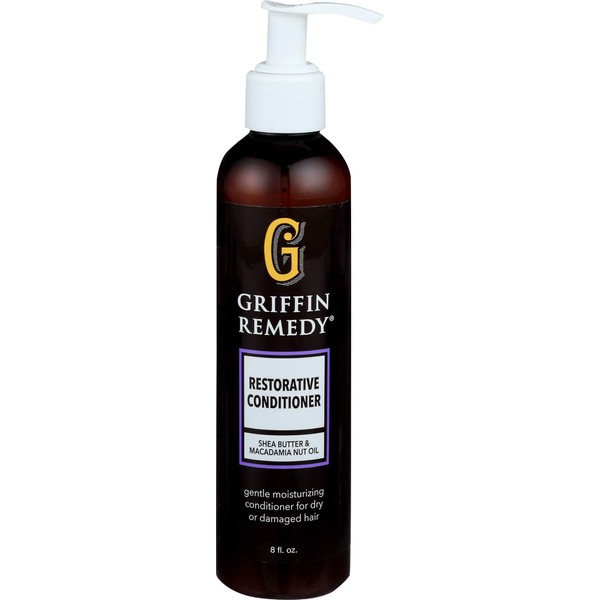 Griffin Remedy Restorative Conditioner for Dry or Damaged Hair with Shea Butter and Macadamia Nut Oil, All Natural, Sulfate Free, Paraben Free, 8 fl oz