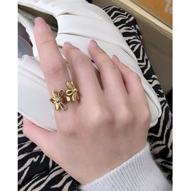 Vintage Daisy Flower Stainless Steel Statement Open Ring for Women Girls Polished Comfort Fit Filigree Hawaiian Sunflowers Adjustable Promise Band Rings Birthday Holiday Gifts