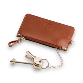 Leather Wallet with Key Holder and Key Case – Compact Zippered Holder for Men and Women (Brown)