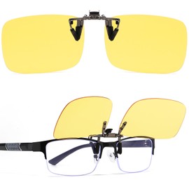 Musivon Clip on Night Driving Glasses for Men Women - Polarized UV Protection Anti-Glare Over Glasses Flip Up Night Driving Glasses