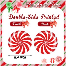 24 Pack Christmas Peppermint Yard Signs Candy Garden Sign with Stakes and Bow Xmas Outdoor Yard Signs Lawn Signs Peppermint Hanging Ornaments for Holiday Christmas Pathway Walkway Porch Decor