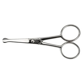 nippes Solingen Professionelle Herrenschere aus gehärteten Stahl | 10 cm | Ideal für Augenbrauen, Nasen- oder Ohrenhaare | Schere mit gebogener Klinge und Sicherheitsspitzen | Qualität aus Solingen