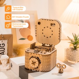 Rowood 3D Puzzles for Adults, Wooden Mechanical Gear Model Kits for Teens Kids Age 14+ - Treasure Box
