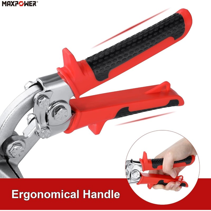 MAXPOWER Sheet Metal Hand Seamer, 5-Blade Pipe Crimper & 3"