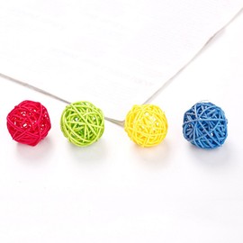 Seadiquiet 10Pcs Funny Kitten Cat Playing Toy Durable Candy Color Rattan Ball Pet Supplies Random Color Balls