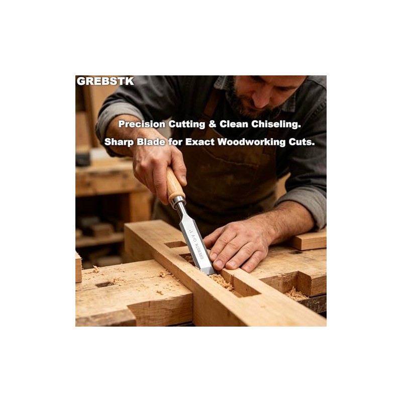 GREBSTK 4-Piece Ultra-Sharp Wood Chisel Set, CR-V Steel Beveled Blades