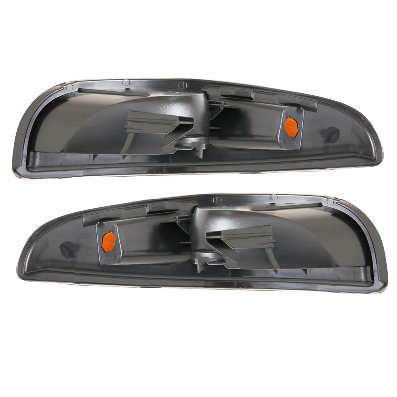 AmeriLite Black Replacement Bumper Parking Turn Signal Lights Set For