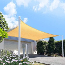 HOMA 11' x 22' Sand Rectangle Sun Shade Sail Canopy, 95% UV Blockage Awning Shelter Fabric Cloth Screen for Patio Outdoor Backyard - Heavy Duty Commercial Grade (Custom Size - Made in USA)