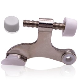 DCC Home Decor- 6 Pack of Quality Solid Heavy Duty Satin Nickel Adjustable 2.5" Wide with Extra Bumper - Metal Hinge Door Stopper to Protect Your Walls- Fits Standard Hinge Pins (6, Satin Nickel)