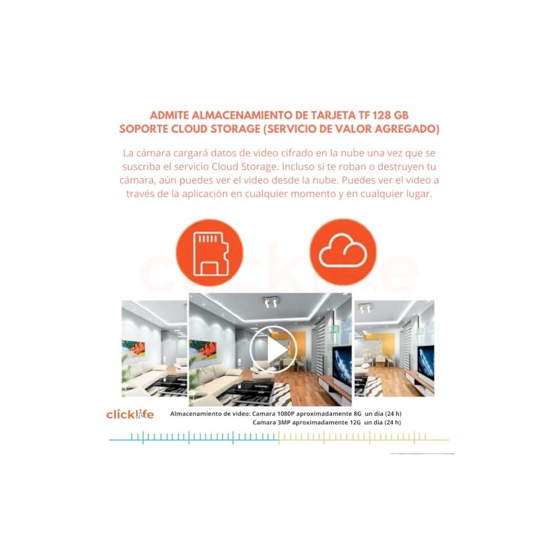 Clicklife Cámara Seguridad Wi-fi 6MP App Smartlife Tuya Smart Compatible