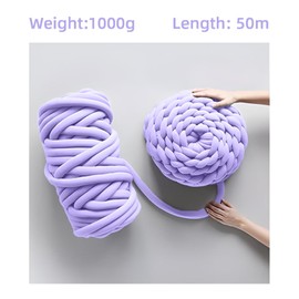Arm Knitting Wool 500 g for Hand Knitting Chunky XXL Wool Yarn Tube Yarn Crochet Wool Tube Yarn for Crochet for Deck Chunky Knit Soft Wool Yarn Pet Bed Sofa Roving Yarn (Purple)