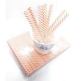 100pcs Plastic/Paper Coated Orange Stripe 7" X 1/4" Twist Ties - Won't Rip or Pull Off