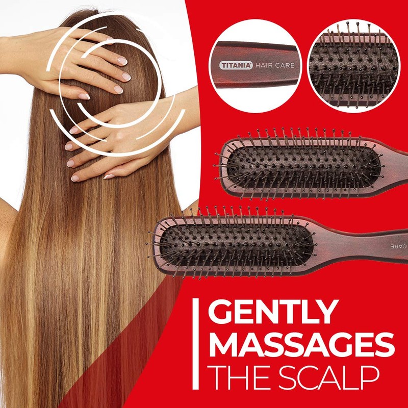 TITANIA Oval Massage Brush Large Wood Brown