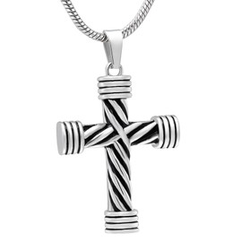 VCCWYQK Cross Urn Necklaces for Ashes Stainless Steel Cremation Jewelry Memorial Keepsake for Men Women Ashes